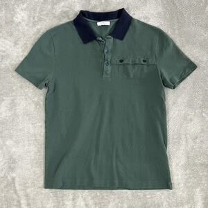 Versace Collection Polo Shirt Mens M Dark Green Cotton Pique Preppy